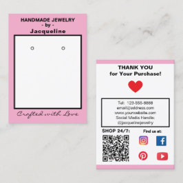 Tarjeta De Visita Aretes de joyería de color rosa pastel Código QR s