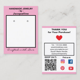 Tarjeta De Visita Aretes de joyería de color rosa pastel Código QR s