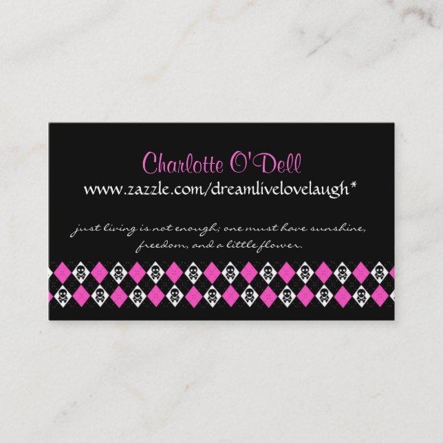 Tarjeta De Visita argyle del cráneo; márketing del Web site (Anverso)