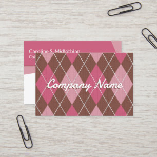 Tarjeta De Visita Argyle Knit & Sports Fashion Theme - Rosa / Café
