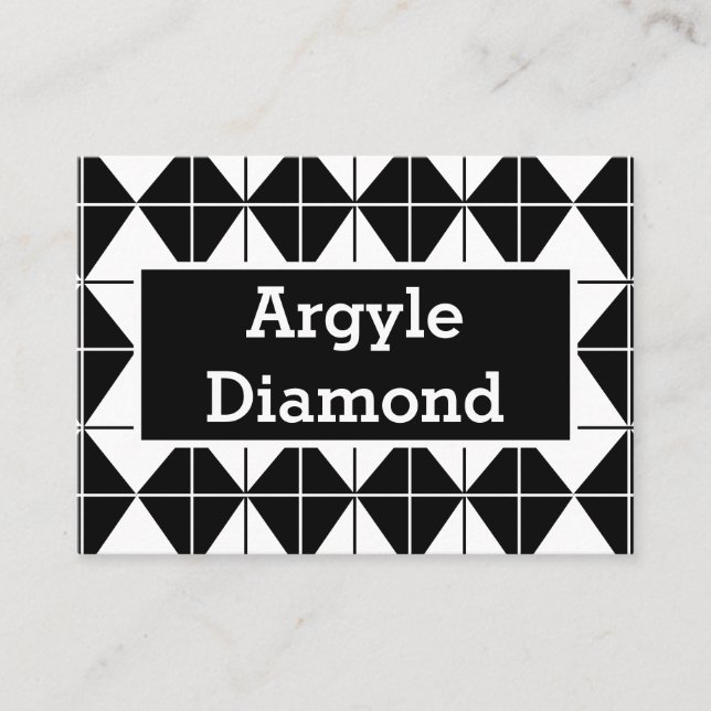 Tarjeta De Visita Argyle negro y blanco  (Anverso)