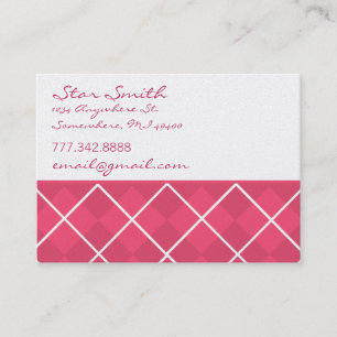 Tarjeta De Visita Argyle Pink y Raspberry