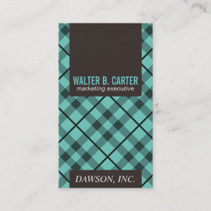 Tarjeta De Visita Argyle vertical (Aqua Green & Brown)