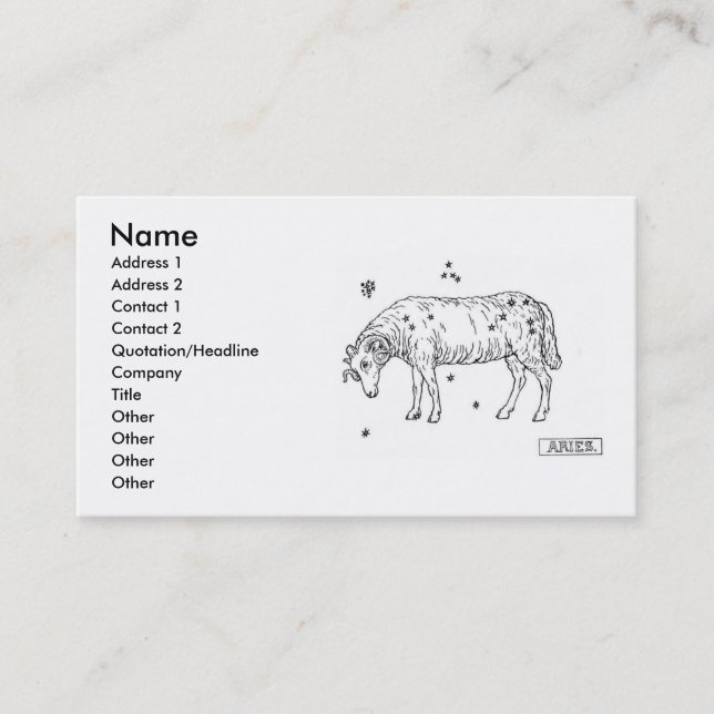 Tarjeta De Visita Aries Business Card (Anverso)