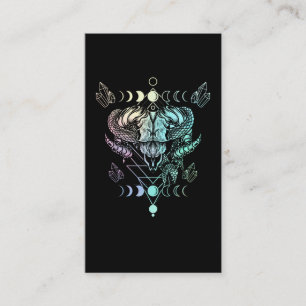 Tarjeta De Visita Aries Skull Snake Wicca Occult Crescent Moon Góti