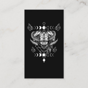 Tarjeta De Visita Aries Skull Wicca Occult Crescent Moon Witchcraft