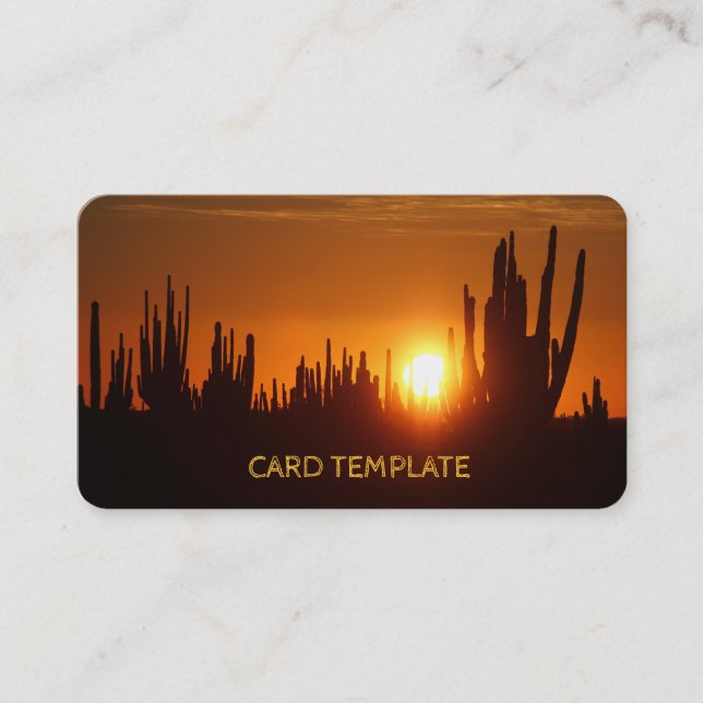 Tarjeta de visita Arizona Saguaro Cactus Sunset (Anverso)