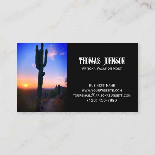Tarjeta De Visita Arizona Saguaro Cactus Sunset Personalizado (Anverso)