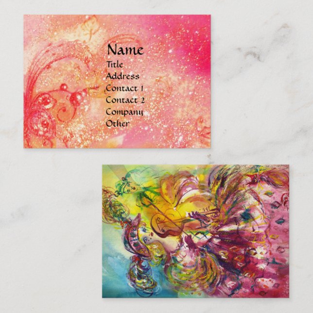 Tarjeta De Visita ARLECCHINA Y CAT, Violín, Música, Teatro Artista (Anverso / Reverso)