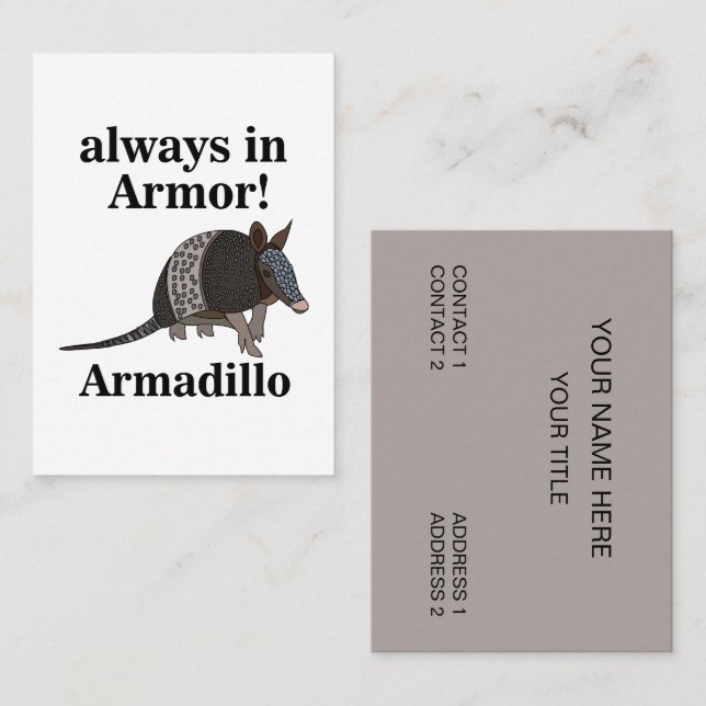 Tarjeta De Visita Armadillo Animal Funny  (Anverso / Reverso)