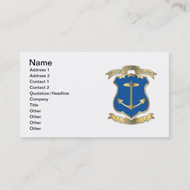 Tarjeta De Visita Armas del estado de Rhode Island (Anverso)