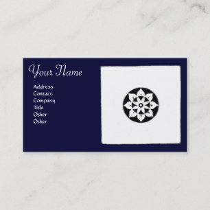 Tarjeta De Visita ARMONÍA DE RENAISSANY Floral geométrica azul blanc