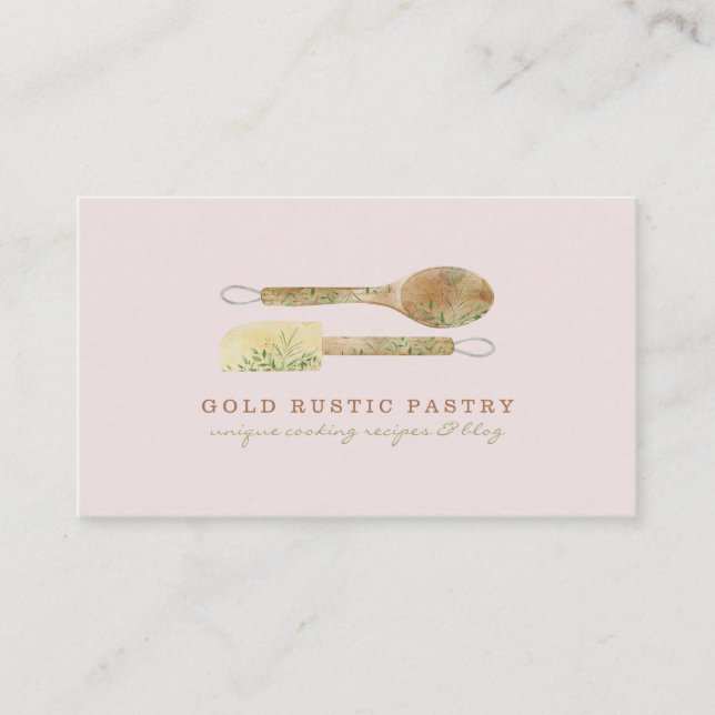 Tarjeta De Visita Aroma floral Cuchara Rustica espátula elegante log (Anverso)