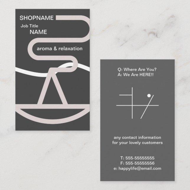 Tarjeta de visita Aroma/Masaje/Terapia/Chiroprácti (Anverso / Reverso)