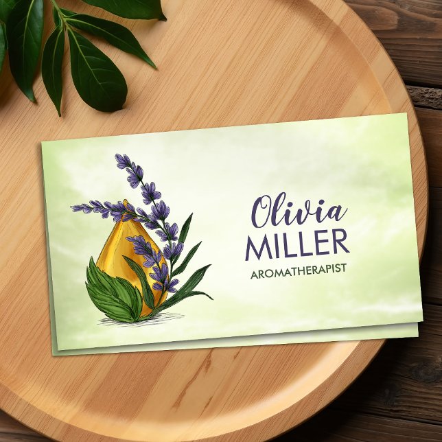 Tarjeta De Visita Aromaterapia Aceite y Ilustracion Lavanda (Subido por el creador)