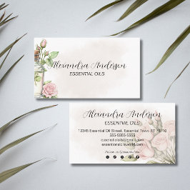 Tarjeta De Visita Aromaterapia floral Rosa acuarela Aceites esencial