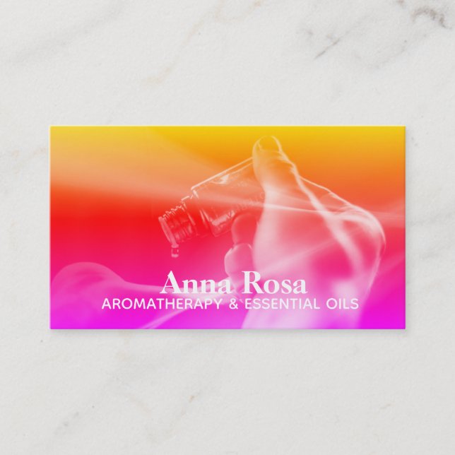 Tarjeta De Visita *~* Aromaterapia Mano de frasco de aceites esencia (Anverso)