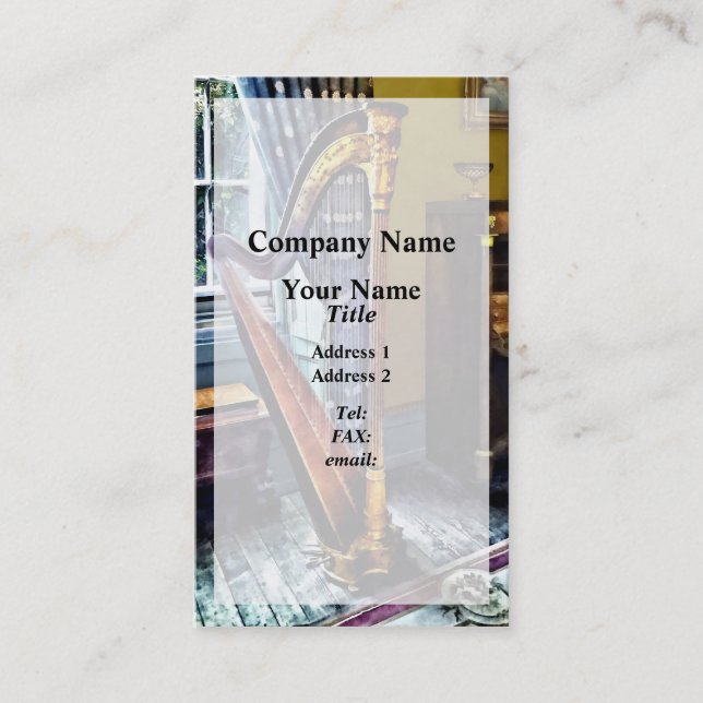 Tarjeta De Visita Arpa elegante (Anverso)