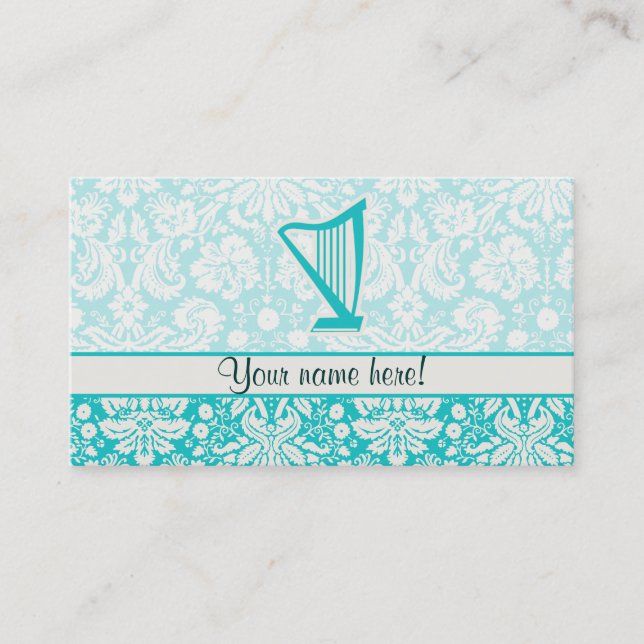 Tarjeta De Visita Arpa verde azulada (Anverso)