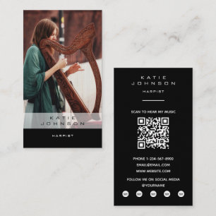 Tarjeta De Visita Arpista Música Profesor Foto Código QR