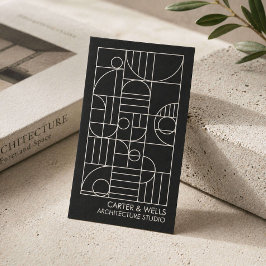 Tarjeta De Visita Arquitecto Art Deco Moderno Geométrico Negro/Gris
