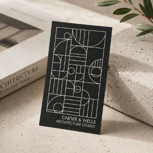Tarjeta De Visita Arquitecto Art Deco Moderno Geométrico Negro/Gris
