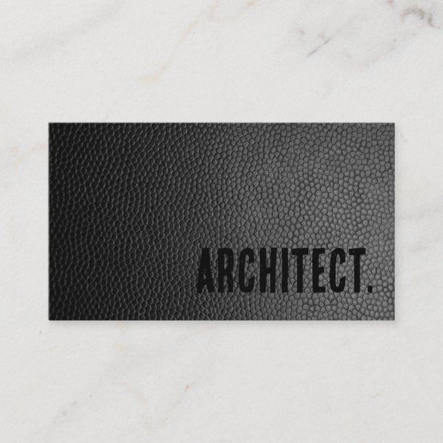 Tarjeta De Visita Arquitecto Black Faux Cuero Premier (Anverso)