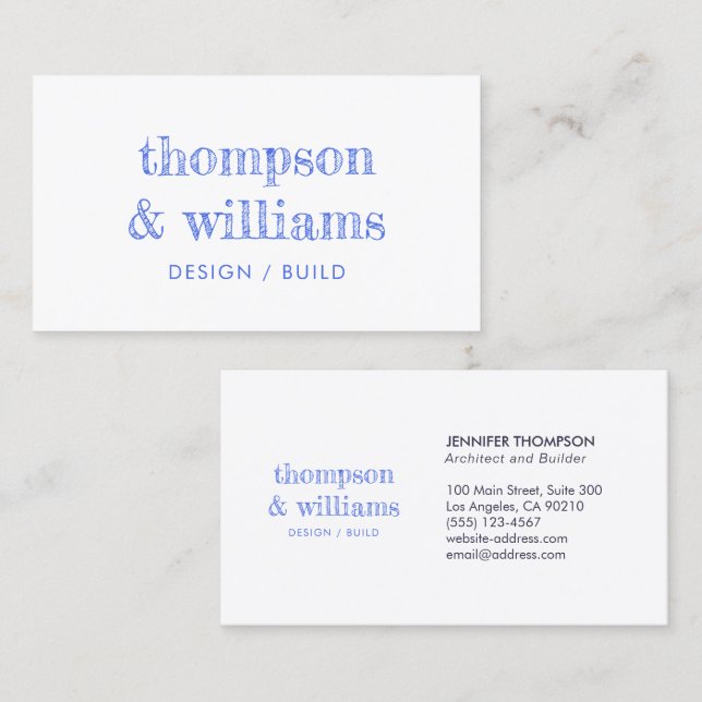 Tarjeta De Visita Arquitecto Blue White Professional (Anverso / Reverso)