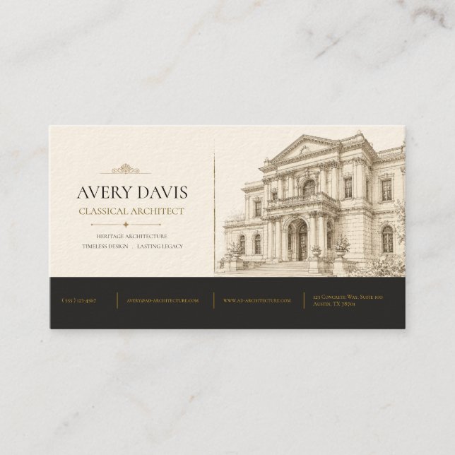 Tarjeta De Visita Arquitecto Clásico Patrimonio (Anverso)
