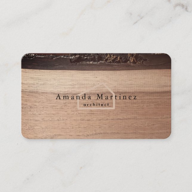 Tarjeta De Visita Arquitecto Construcción Hogar Wood Business Card (Anverso)