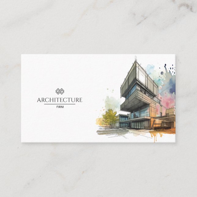 Tarjeta De Visita Arquitecto Constructor Acuarela Empresarial Marca (Anverso)