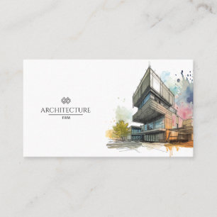 Tarjeta De Visita Arquitecto Constructor Acuarela Marca Comercial Ne