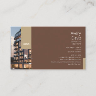 Tarjeta De Visita Arquitecto contemporáneo con foto y logotipo de co