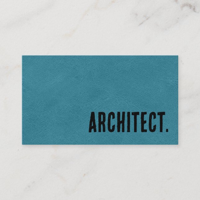 Tarjeta De Visita Arquitecto Cuero Azul Falso Premier (Anverso)