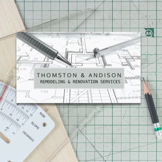 Tarjeta De Visita Arquitecto de contratistas de Construcción Moderna (Modern Construction Builder Contractor Architect Business Card)