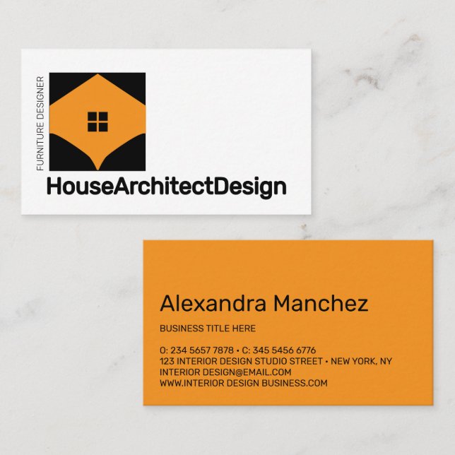Tarjeta De Visita Arquitecto de Diseño de Interiores de Casa Muebles (Anverso / Reverso)