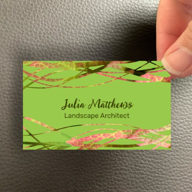 Tarjeta De Visita Arquitecto de diseño natural verde original (Easily customize this eye catching business card with your name and profession details, green nature)