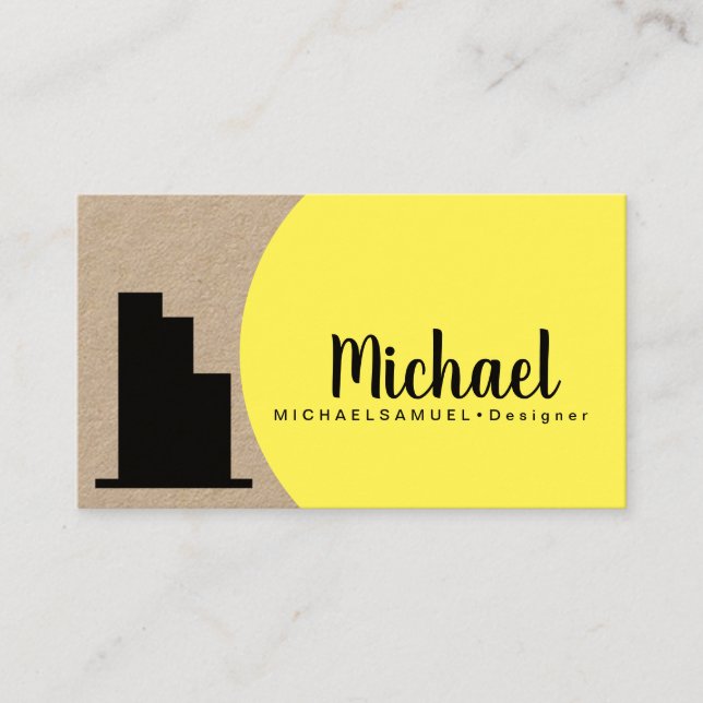 Tarjeta De Visita Arquitecto de interiores diseñador amarillo audaz (Anverso)