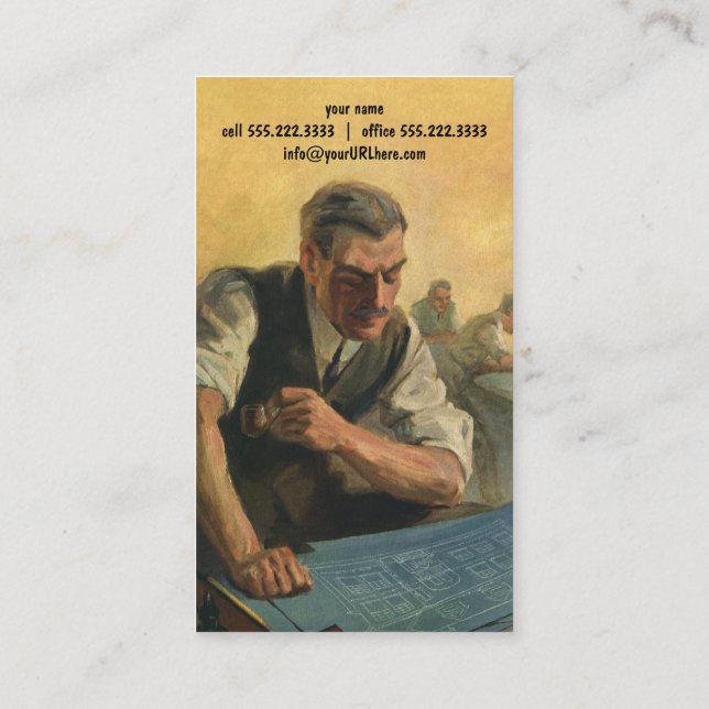 Tarjeta De Visita Arquitecto de negocios de época y programas de con (Reverso)