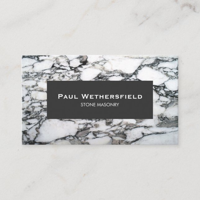 Tarjeta De Visita Arquitecto de Stonemason de Mármol Blanco y Negro (Anverso)