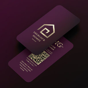 Tarjeta De Visita Arquitecto Developer Luxury Purple Gold House