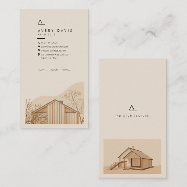 Tarjeta De Visita Arquitecto Japandi moderno (Anverso / Reverso)