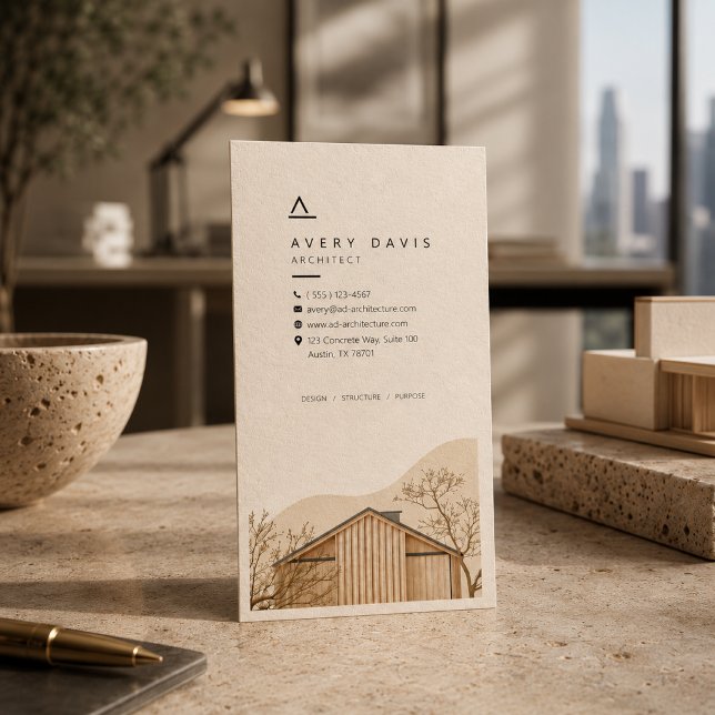 Tarjeta De Visita Arquitecto Japandi Moderno (Subido por el creador)