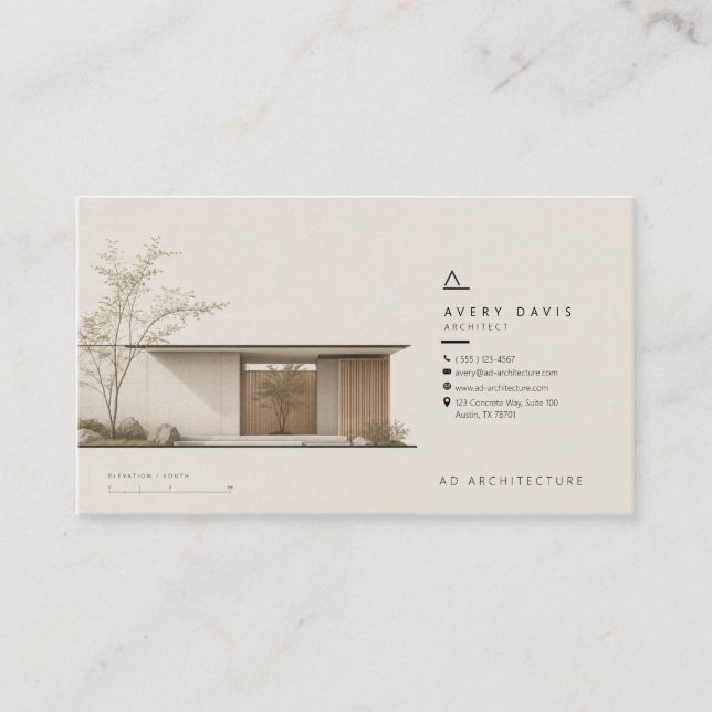 Tarjeta De Visita Arquitecto Japandi moderno (Anverso)