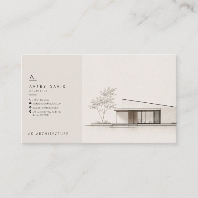 Tarjeta De Visita Arquitecto Japandi moderno (Anverso)