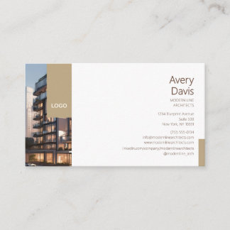 Tarjeta De Visita Arquitecto minimalista con foto y logotipo de edif