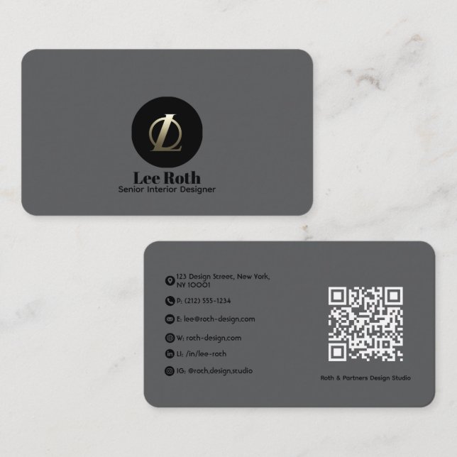 Tarjeta De Visita Arquitecto minimalista. Diseño gris personalizado  (Anverso / Reverso)