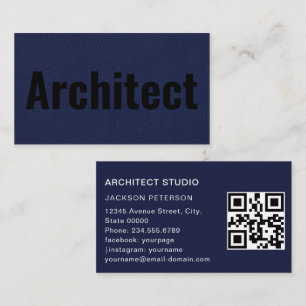Tarjeta De Visita Arquitecto Minimalista negrita Texto elegante Azul