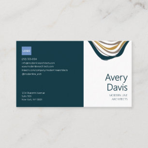Tarjeta De Visita Arquitecto modernista elegante, verde de medianoch