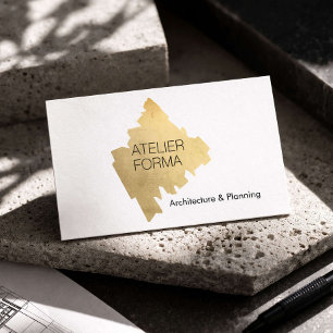 Tarjeta De Visita Arquitecto moderno oro minimal blanco